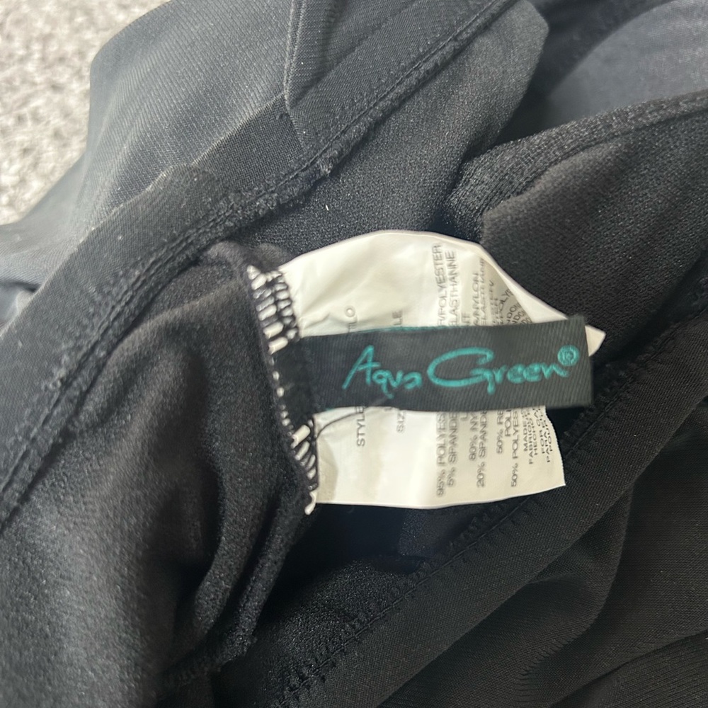 Aqua Green Black Swim Romper with Teal Logo - Picture 4 of 5